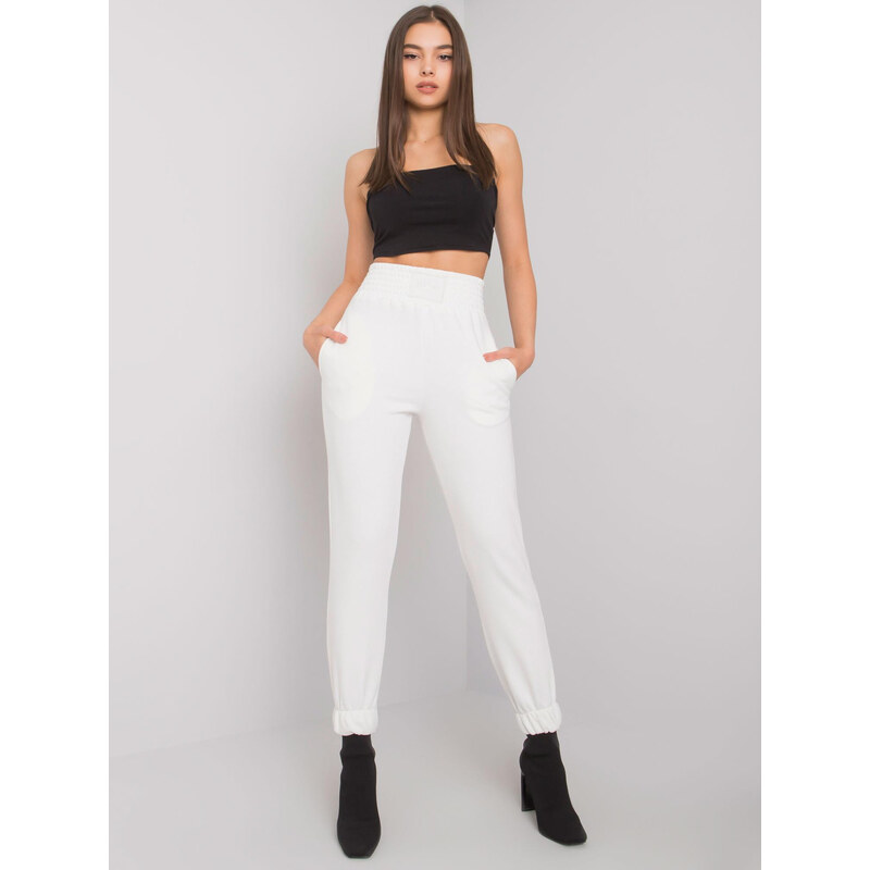 BASIC Krémové sportovní kalhoty na gumu FE-DR-5541.45P-ecru
