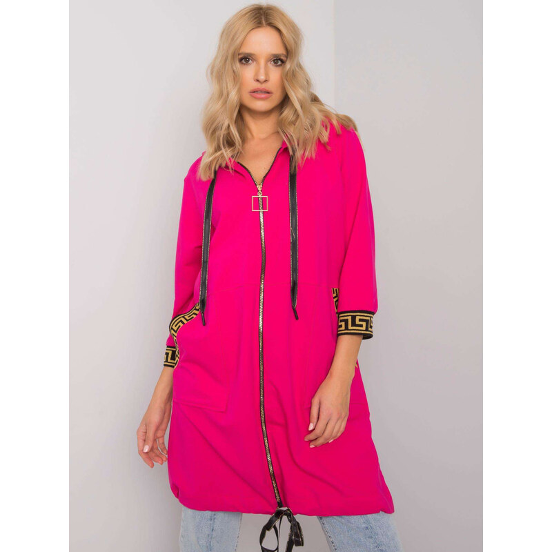 RELEVANCE Tmavě růžová dámská delší mikina na zip -fuchsia 66267242