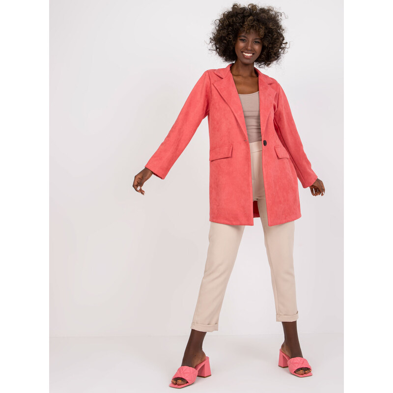 ITALY MODA Růžové semišové sako -pink Oranžová 69769170