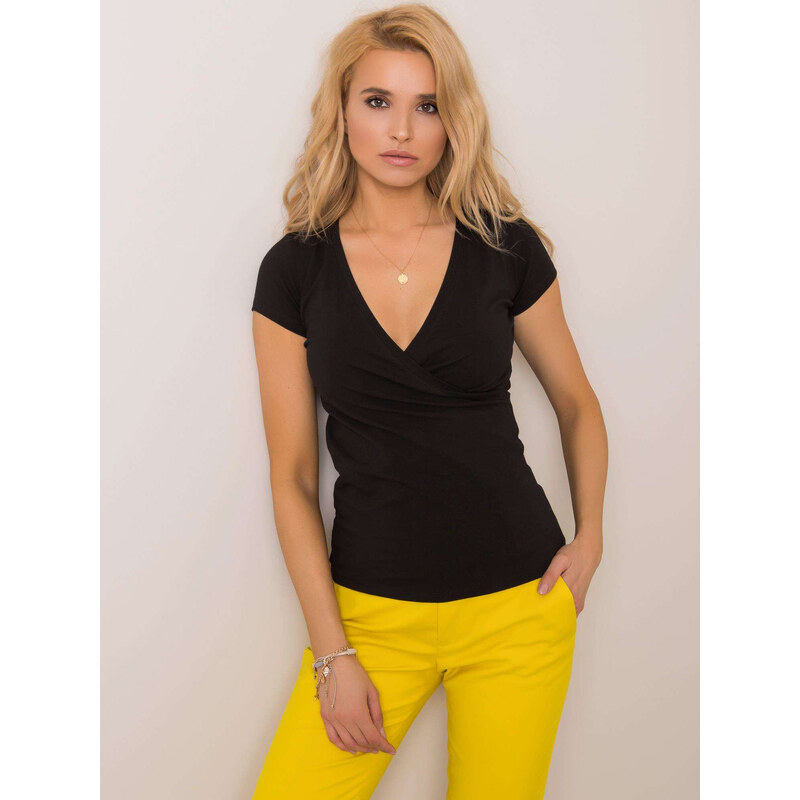RUE PARIS Dámské černé tričko -black Černá 115137361