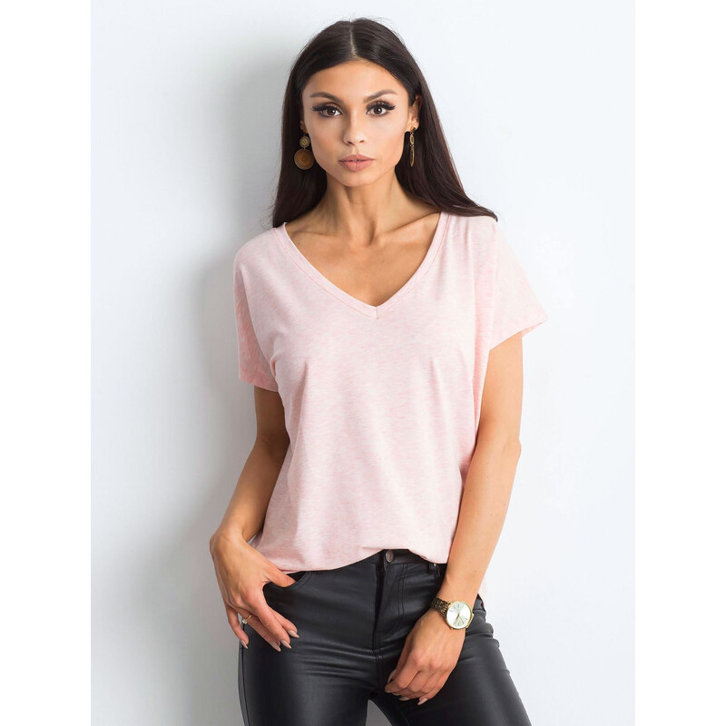 BASIC Světle růžové dámské tričko RV-TS-4832.02P-pink mallange
