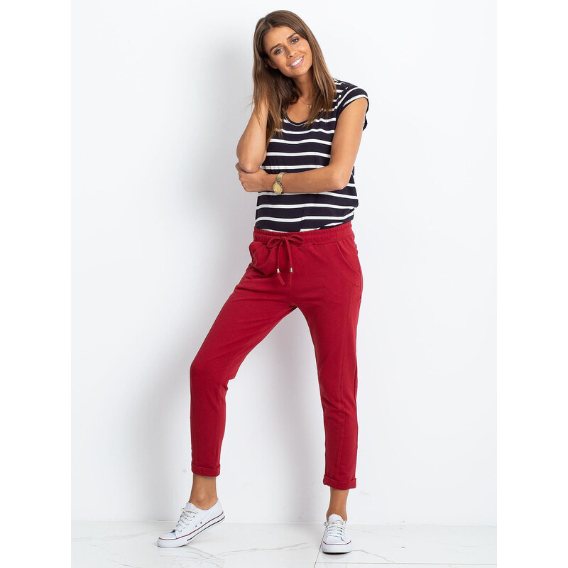 BASIC Dámské vínové tepláky --burgundy Červená 53173347