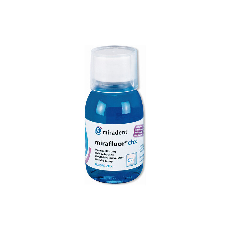 Miradent Antibakteriální ústní roztok s 0,06% chlorhexidinu Mirafluor chx