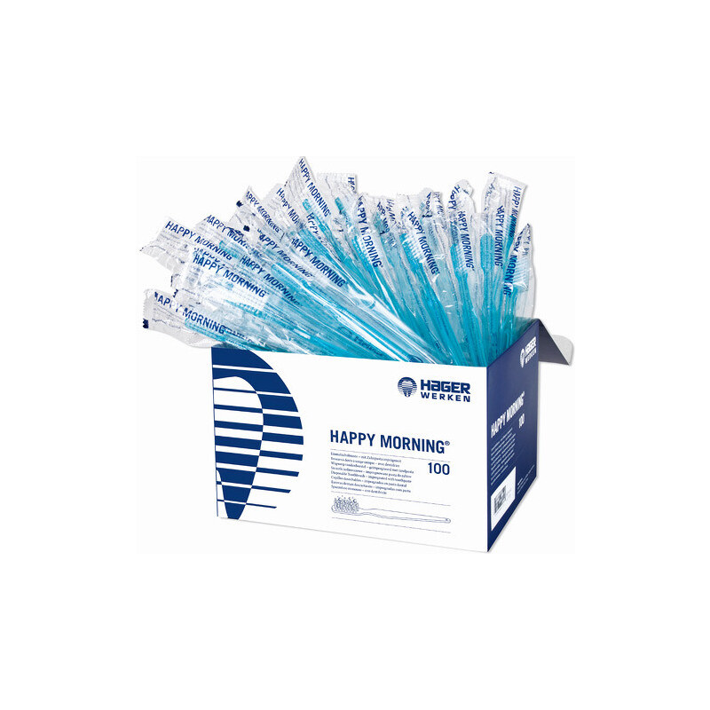 Miradent Jednorázový zubní kartáček se zubní pastou Happy Morning - modrý