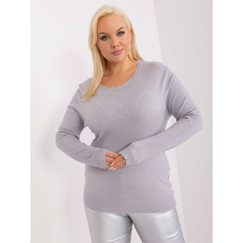 Šedý basic svetr PM-SW-PM-3006+1.11-grey