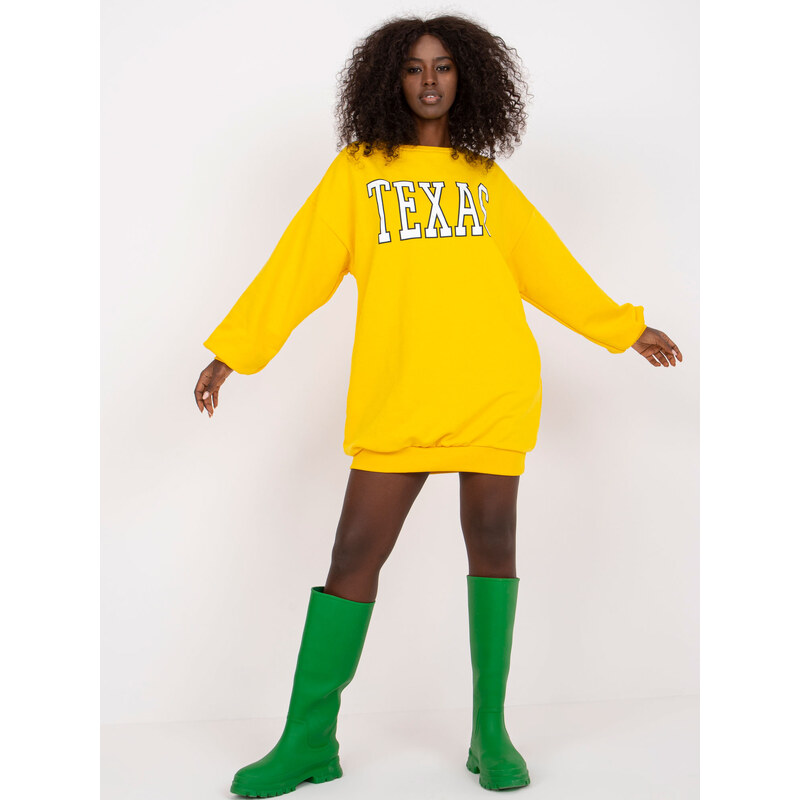 BASIC Žlutá mikina Poppy s nápisem Texas -yellow
