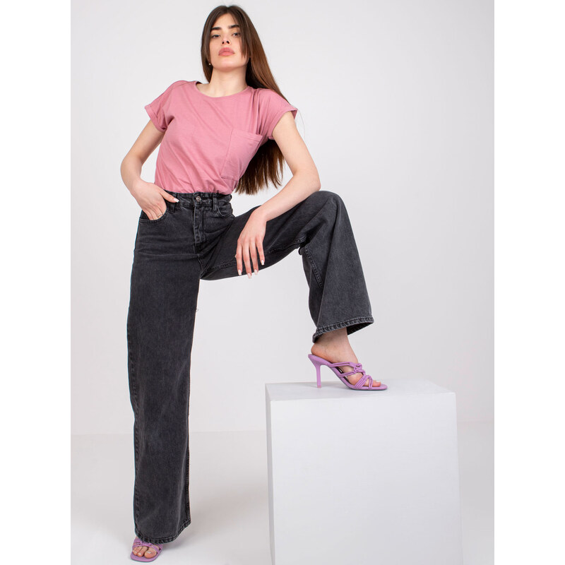 BASIC Růžové tričko Ventura s krátkým rukávem a kapsičkou -pink Růžová 68050595