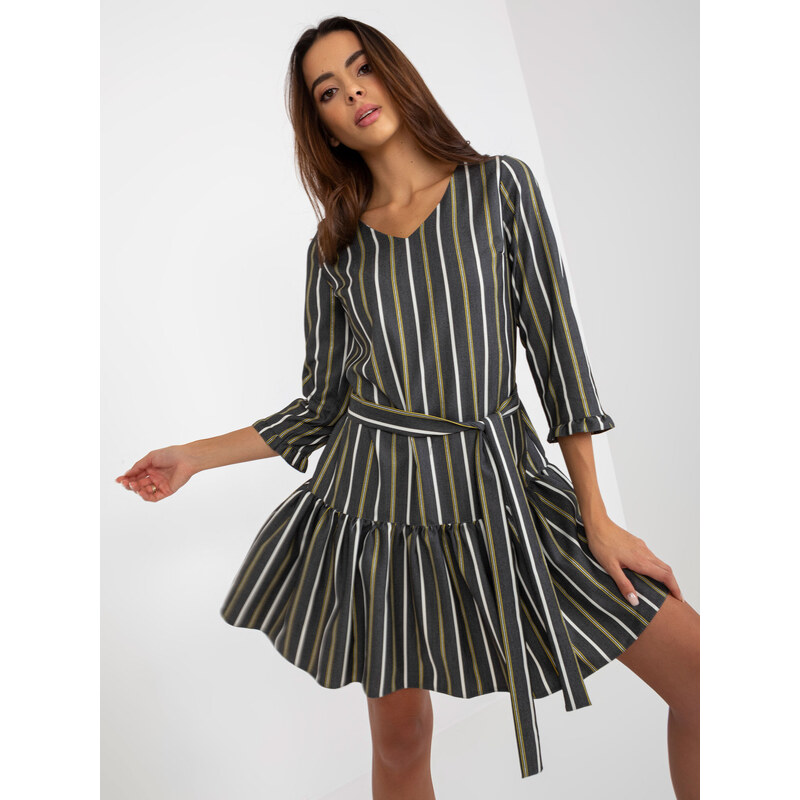 BASIC Tmavě šedé pruhované šaty --dark grey Pruhovaný vzor 74682218