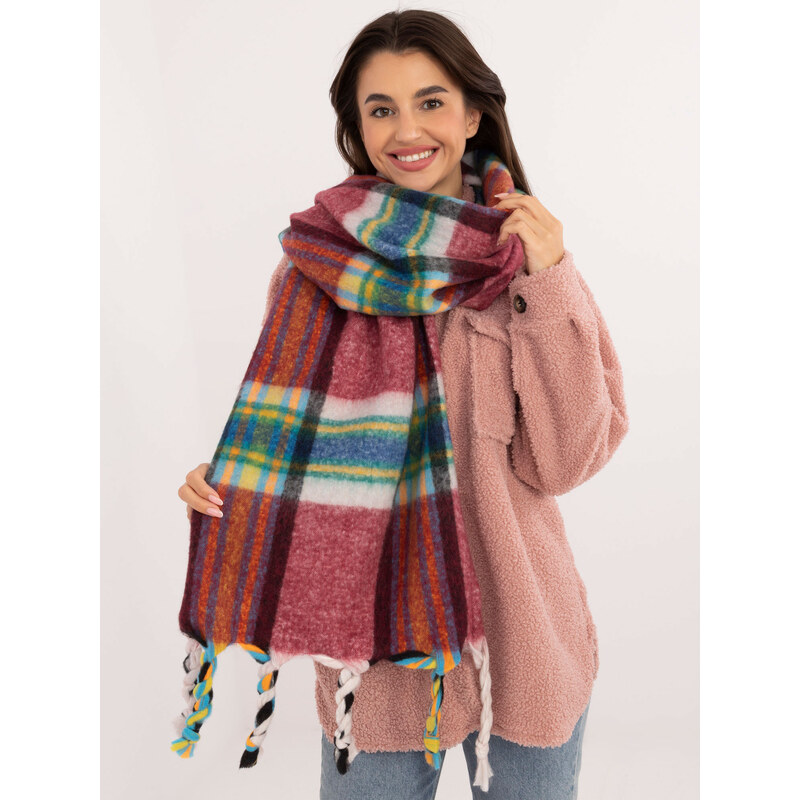 ITALY MODA Vínový károvaný teplý šál --bordeaux Vínová 100039285