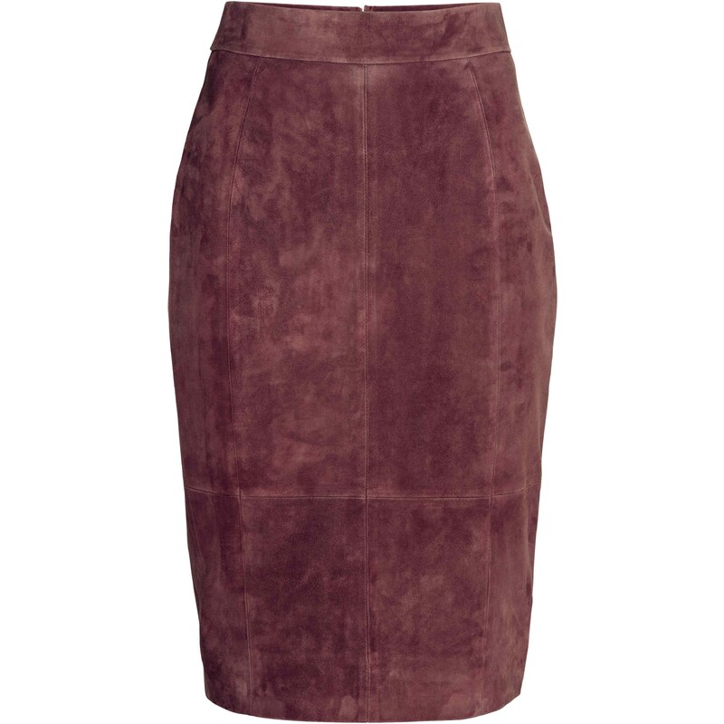 H&M Semišová pouzdrová sukně
