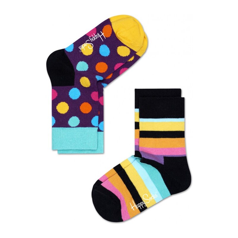 Happy Socks sada dětských ponožek s barevnými puntíky a proužky