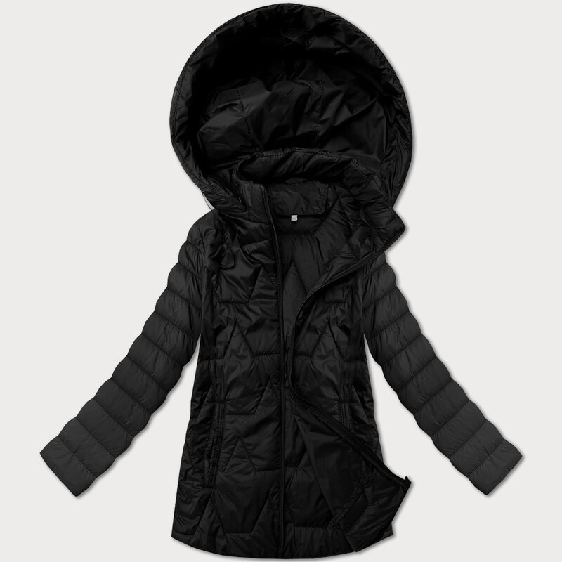 Dámská lehká prošívaná bunda s kapucí plus size J Style černá (16M9263 105443307