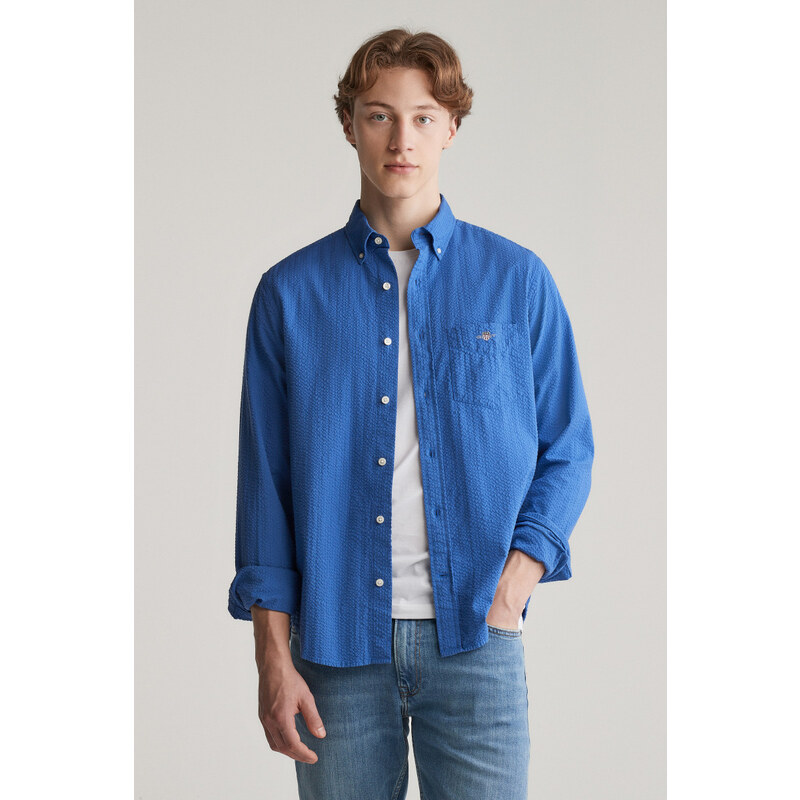 KOŠILE GANT REG SOLID SEERSUCKER SHIRT RICH BLUE