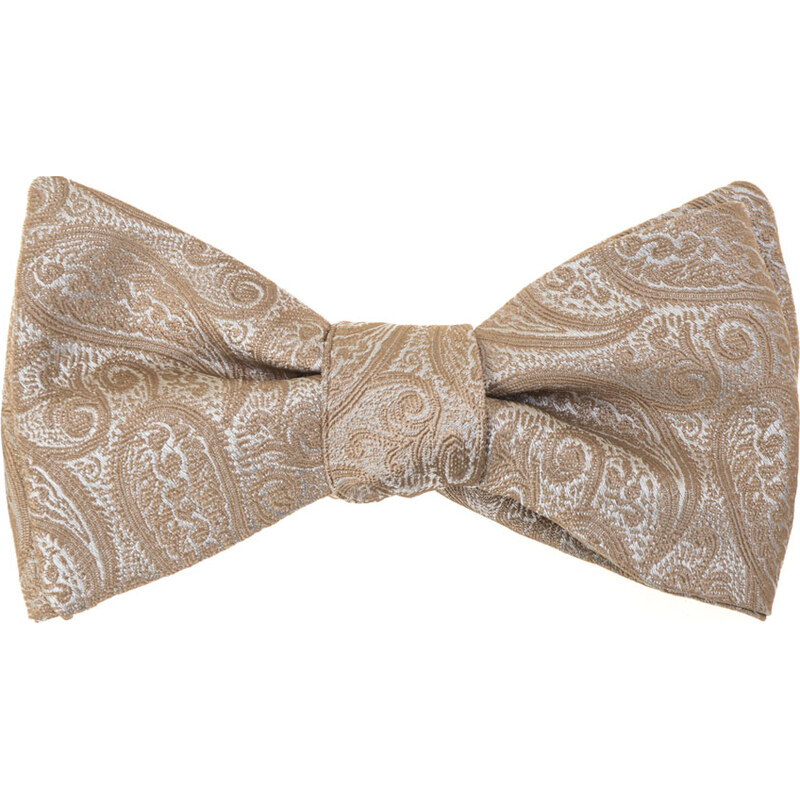 Avantgard béžový vázací pánský motýlek se vzorem paisley +