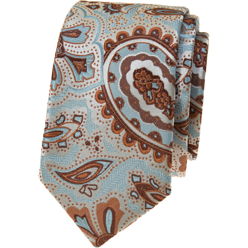 Avantgard béžová luxusní pánská kravata – vzor paisley