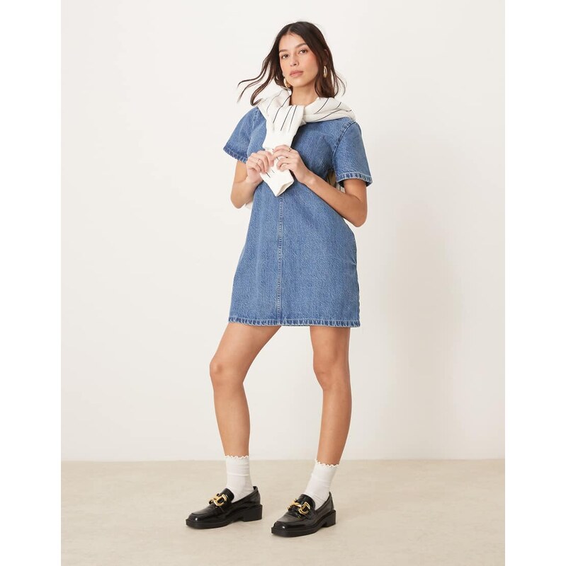 Abercrombie & Fitch short sleeve crew neck denim mini dress in