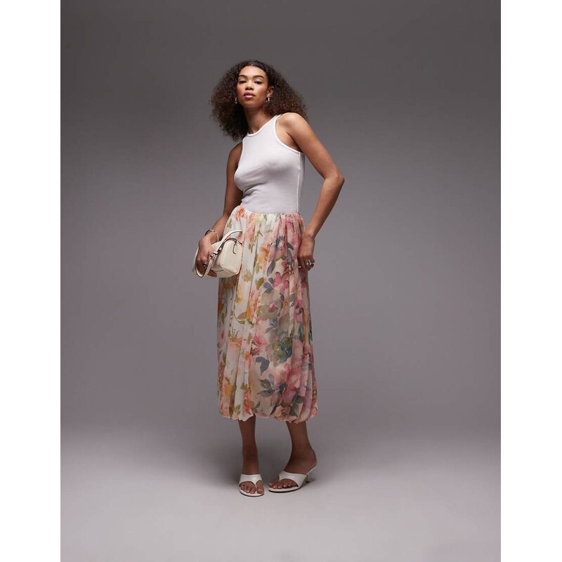 ASOS DESIGN spliced drape maxi skirt in mixed floral-Multi 105450213