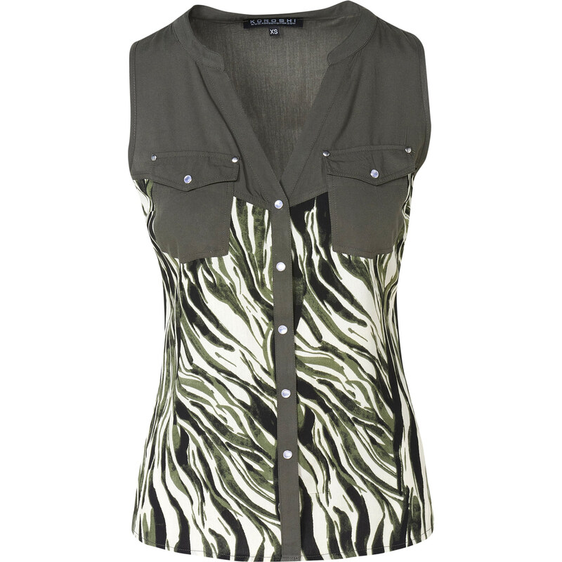 KOROSHI Halenka tmavě zelená / černá / offwhite 105470139