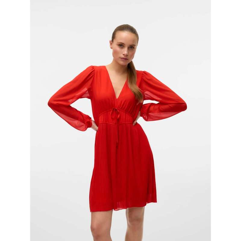 VERO MODA Šaty VMLOUISA oranžově červená