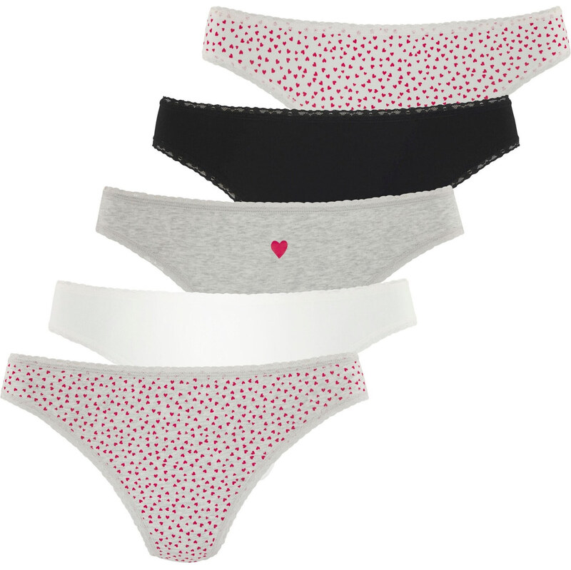 LASCANA Tanga šedý melír / červená / černá / bílá 105472590