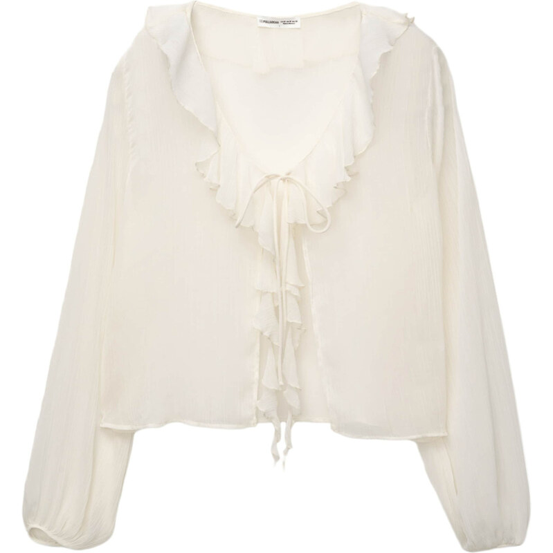 Pull&Bear Halenka barva bílé vlny