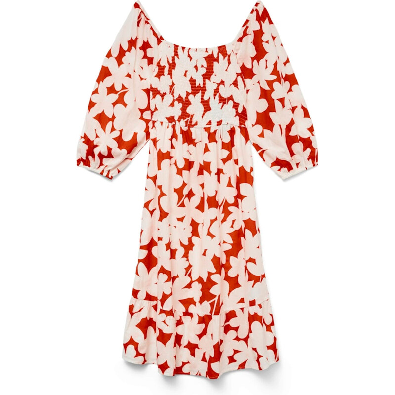VERO MODA Šaty VMDicthe ohnivá červená / offwhite