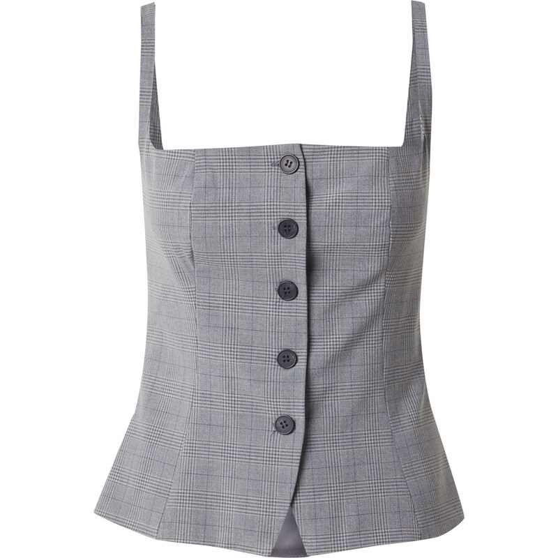 WEEKDAY Top Panda béžová / šedá / černá
