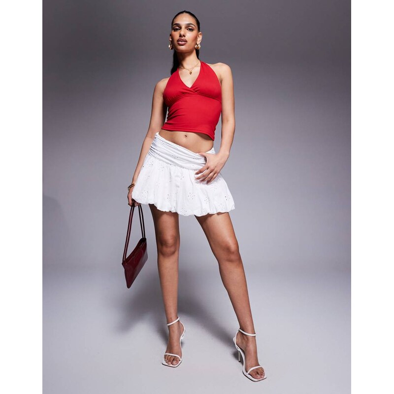 Princess Polly broderie bubble hem mini skirt in white 106792767