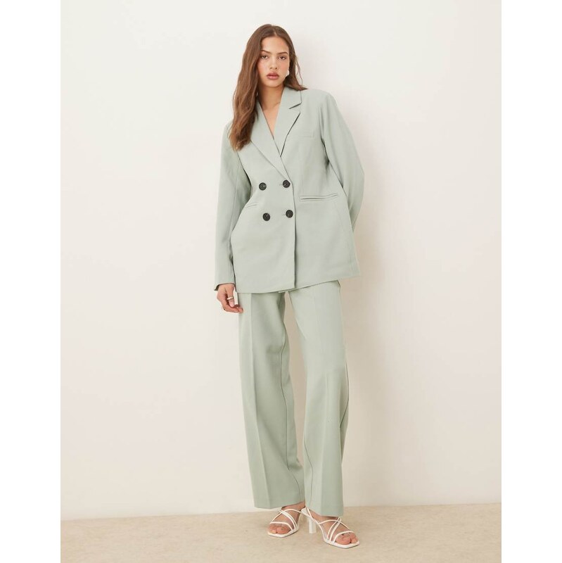 YAS high waist straight leg tailored trouser co-ord in iceberg green 114513904