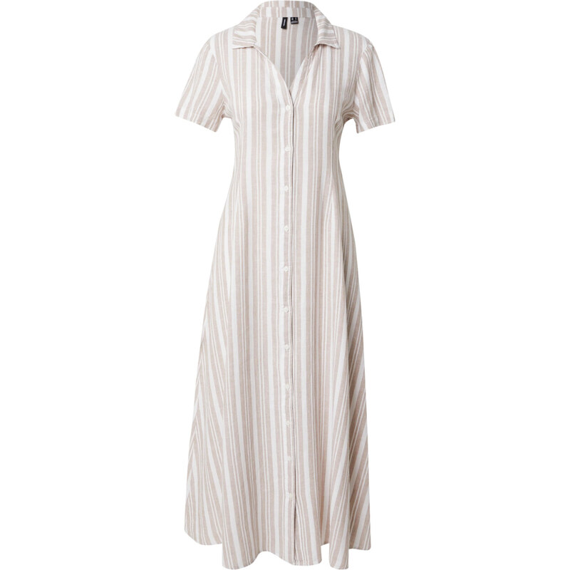 VERO MODA Košilové šaty VMLINN velbloudí / bílá