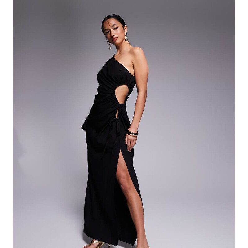 ASOS Petite ASOS DESIGN Petite cutout channel maxi dress in black 105518621