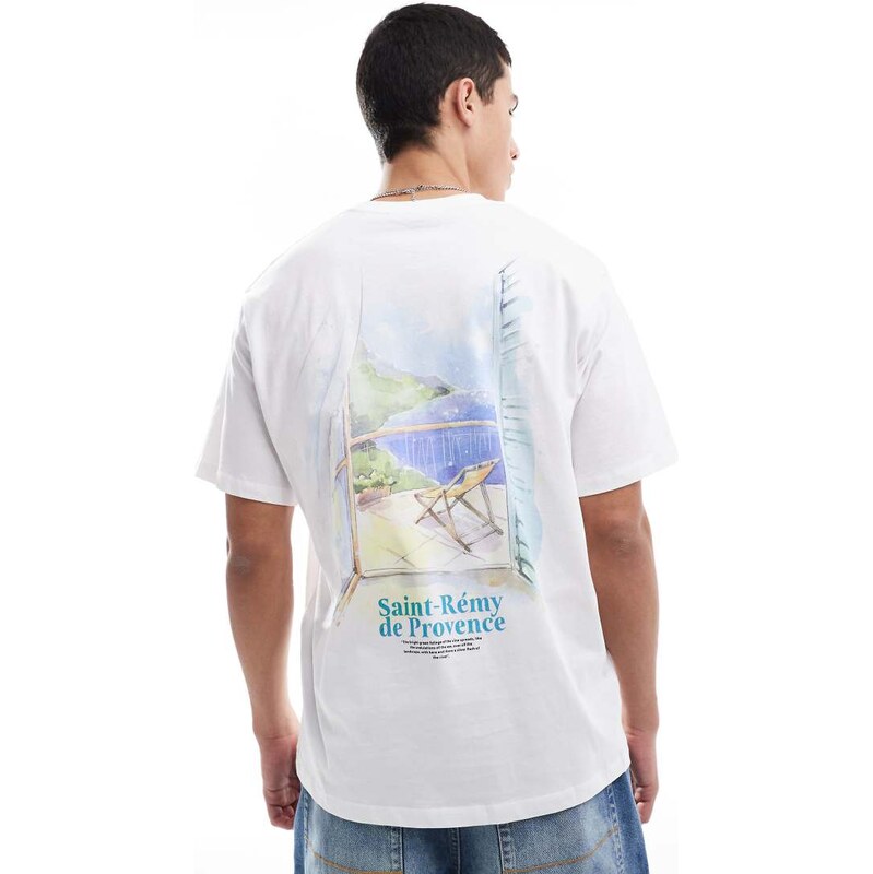 Jack & Jones oversized t-shirt with french print in white