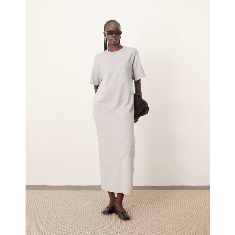 ARRANGE premium heavyweight t shirt midi dress in grey marl 114866655
