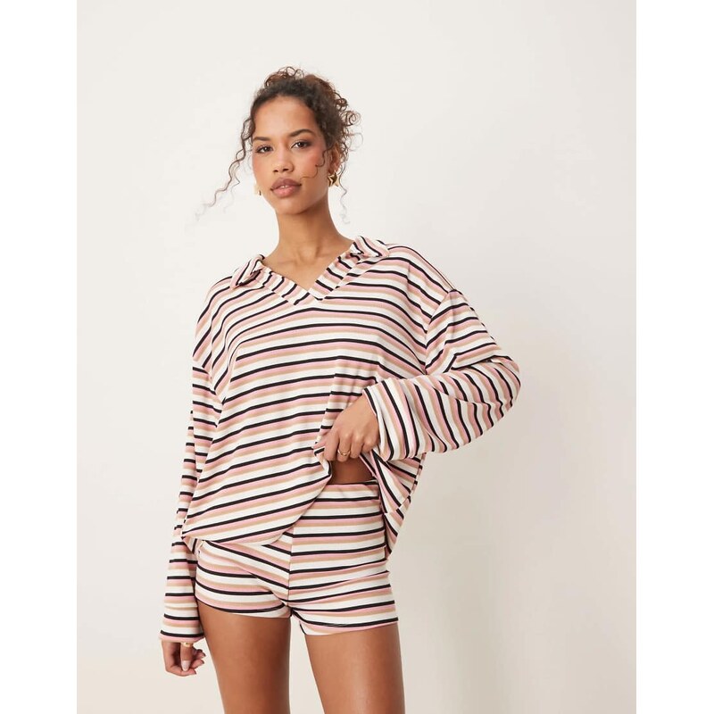 ASOS DESIGN micro short co-ord in pink stripe-Multi 105468196