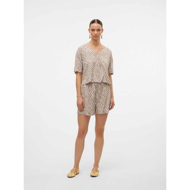 VERO MODA Halenka 'VMJESMILO' tmavě béžová / bílá