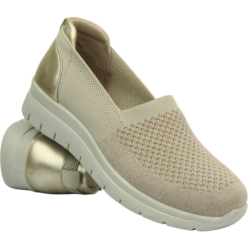 Polobotky, dámské espadrilky - Unisoft 25PB02-8855, zlaté 108112100