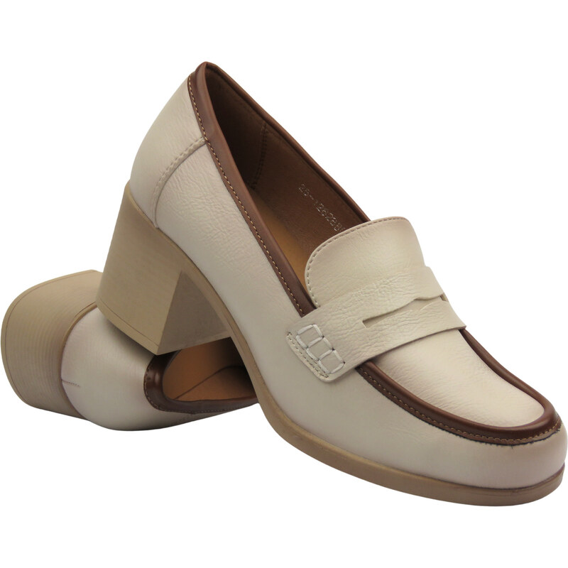 Elegantní dámské polobotky na podpatku béžové Potocki 25-12628 109399578