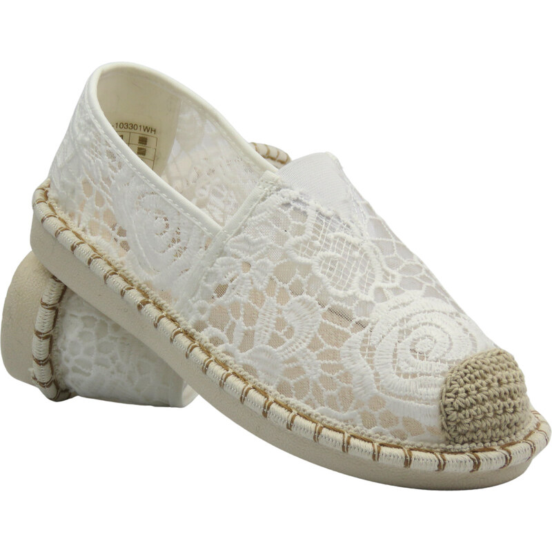 Dámské nazouvací polobotky – espadrilky Potocki 25-103301, bílé 109399583
