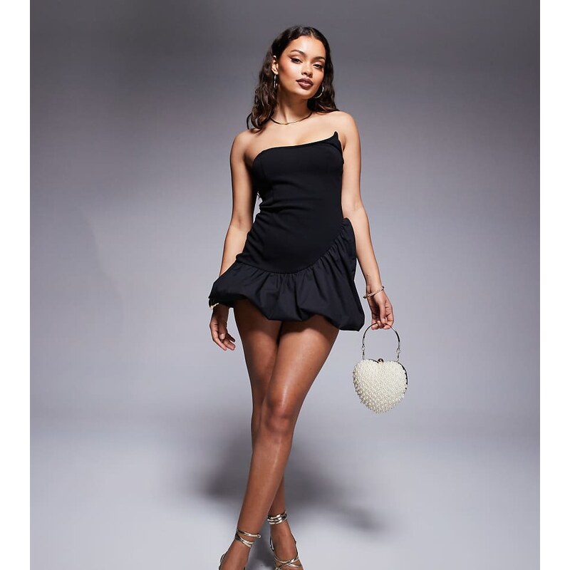 ASOS Petite ASOS DESIGN Petite asymmetric bandeau mini dress with 105504055