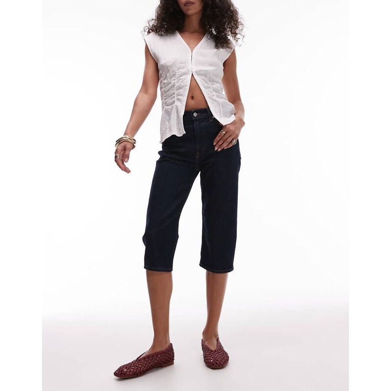 ARKET denim capri pants in clean indigo blue wash 115591359
