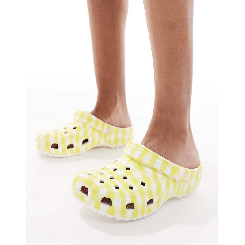 Crocs Classic gingham clogs in yellow check 105607804