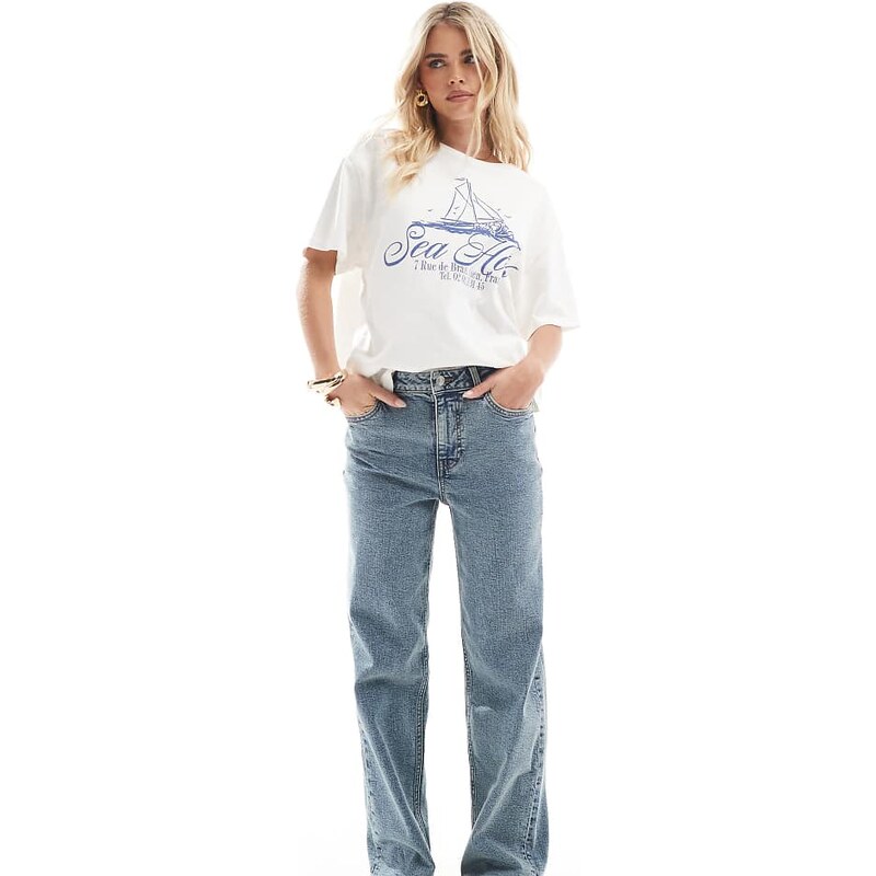 Miss Selfridge Petite heart pocket straight leg jean-Blue 107449338