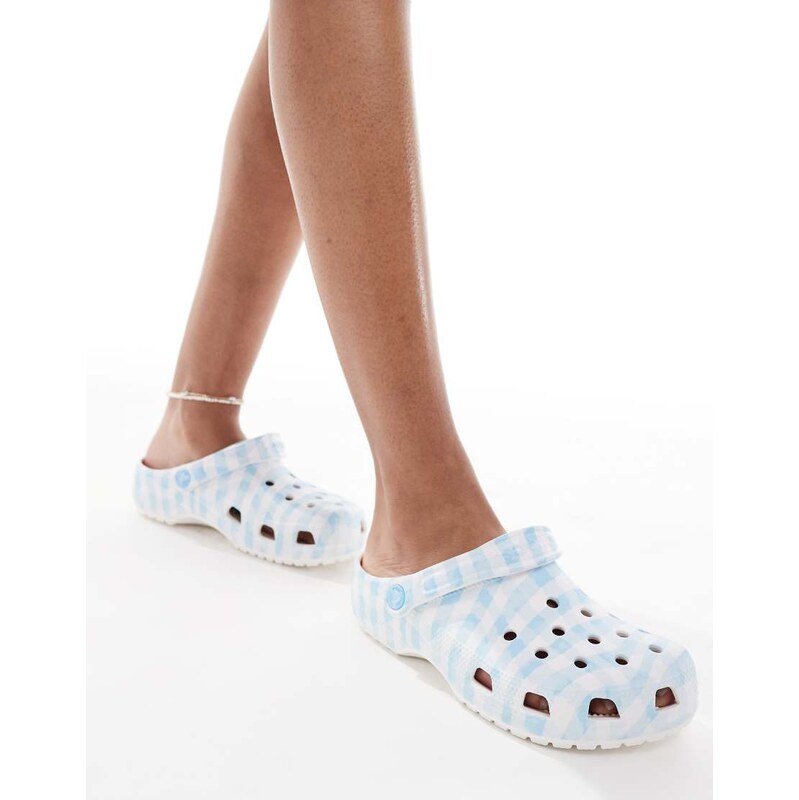 Crocs Classic gingham clogs in white/blue-Multi 105518580