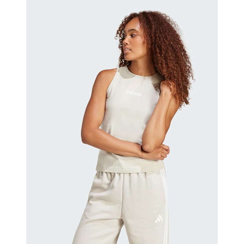 adidas performance Essentials linear slim cotton tank top in