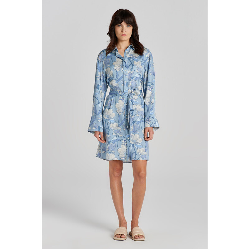ŠATY GANT REL MAGNOLIA PRINT SHIRT DRESS DOVE BLUE 90512471