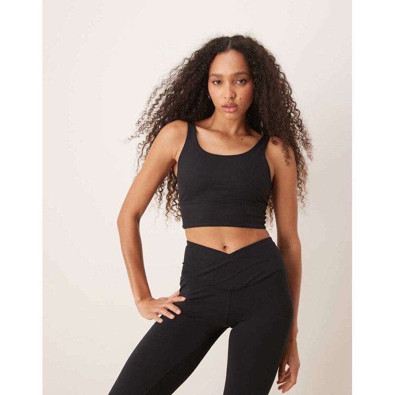 Nike Training Zenvy Dri-FIT ribbed light support sports bra in black 105518482