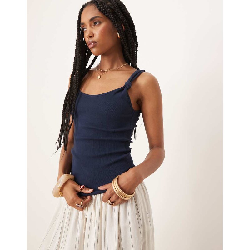 ASOS DESIGN vest with knot strap detail in navy-Black 105518771
