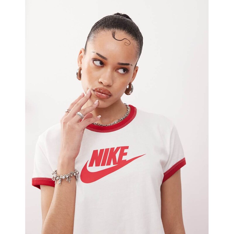 Nike Ringer Vintage baby t-shirt in off-white and red 105518931