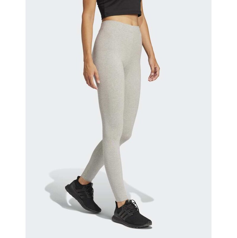adidas performance Essentials linear cotton leggings in medium grey 115503622