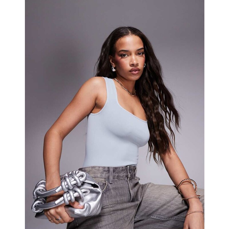 ASOS DESIGN seamless square neck sculpting bodysuit in slate